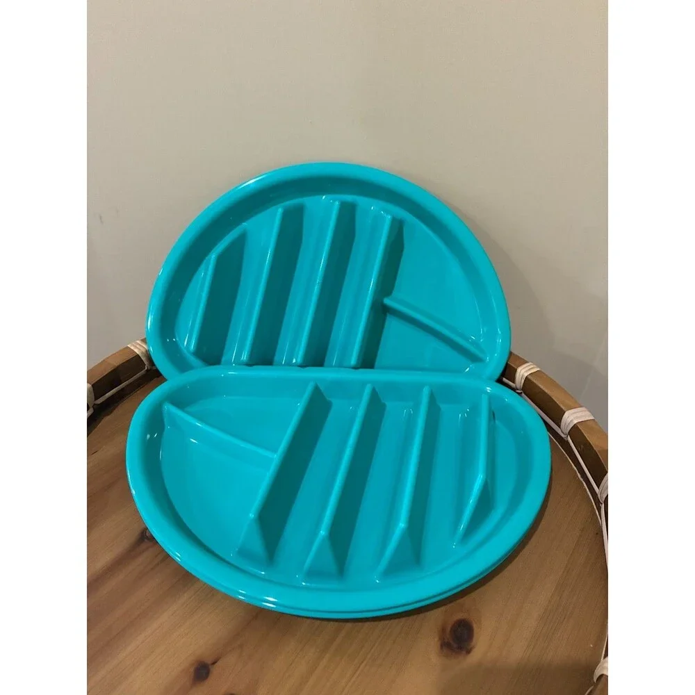 Arrow Home Plastic Fiesta Taco Plate, Holds 3 Tacos & 2 Sides - 3 YELLOW 3 TURQ